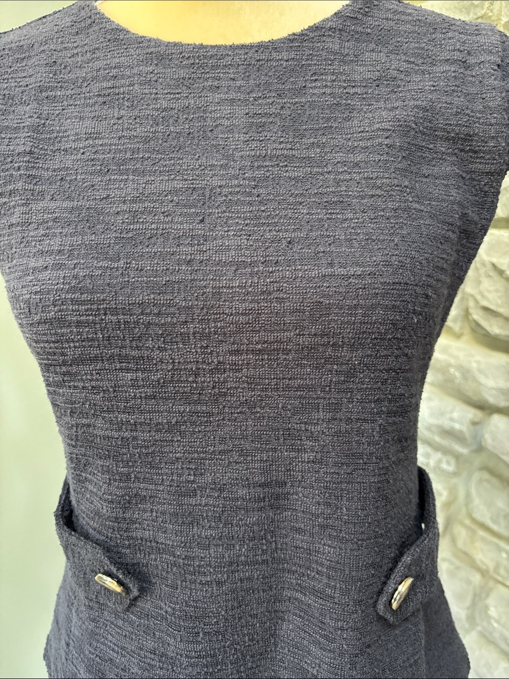 Ann Taylor Navy BlueTextured Cap-Sleeve Top, NWT, SP - Picture 2 of 8